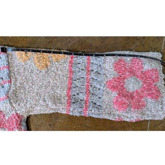 Boho Floral Knit Oversized Cropped Sweater Retro Pastels (Moon & Madison XS) - Picture 9 of 10